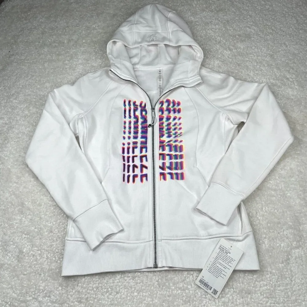 Lululemon Scuba Full Zip Hoodie White Seawheeze NEW
